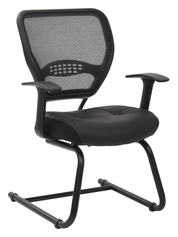 OSP Home Furnishings Professional Visitors Chair with Bonded Leather Seat and Mesh Back for Modern Offices 5705E