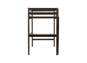 English Elm Twin High Loft Bed with Built-In Desk & Ladder, Espresso Rubberwood, Safety Guardrail, Space-Saving 90 W504P283513