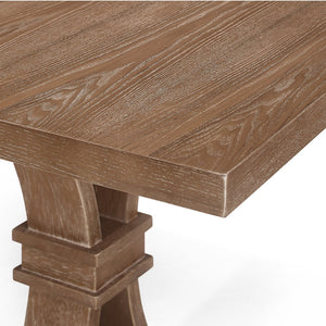 English Elm 63.00"-78.75" Extendable Farmhouse Dining Table Rubberwood X-frame Base Seats Eight Natural N771P347924G_N771P347925G