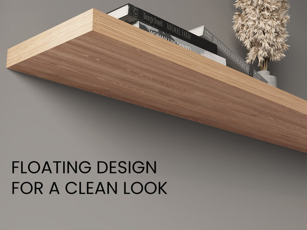 English Elm Ecco Floating Shelves Set of 2 47" — Sleek MDF Wall-Mounted Display with Hidden Brackets for Storage Beige 49 L x 11 W x 4 H B200P286945