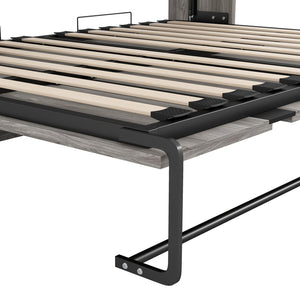 English Elm Full Full Size Murphy Bed Cabinet Gray — Space-Saving Fold-Down Full Bed with 800lb Capacity, Sleek Design N709P002048D