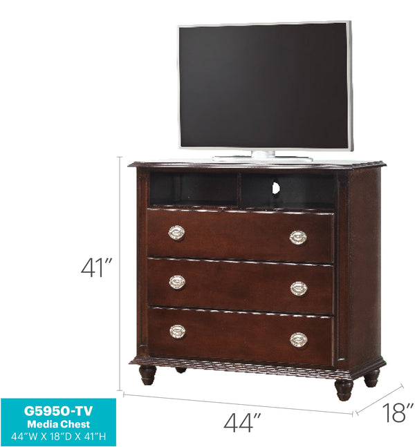 English Elm Elegant Cappuccino Media Storage Chest with Spacious Drawers, Ready-to-Use 41"H x 44"W x 18"D Finish B078108349