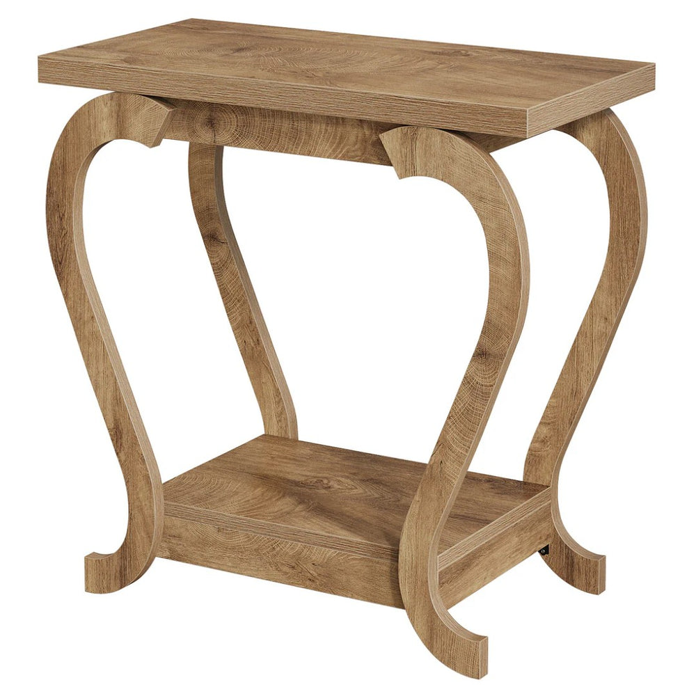 English Elm Modern 2 Tier Distressed End Table Open Shelf Mdf Top for Living Room or Entryway T3971P464015