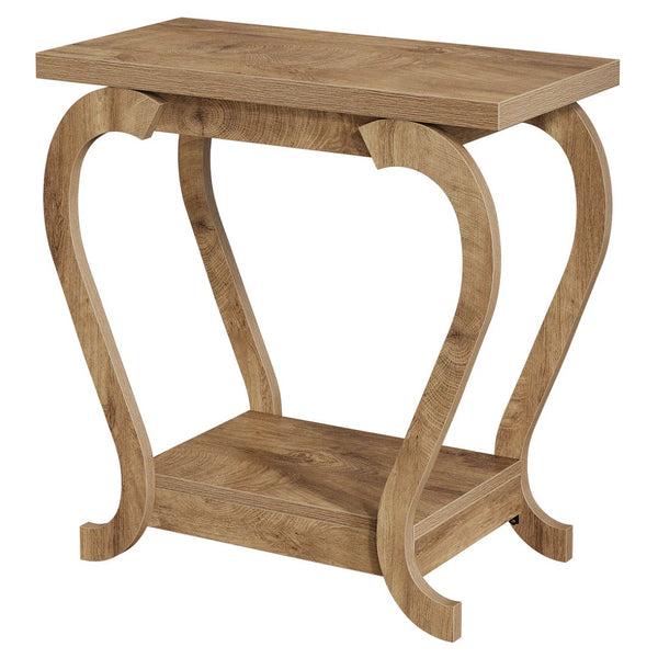 English Elm Modern 2 Tier Distressed End Table Open Shelf Mdf Top for Living Room or Entryway T3971P464015