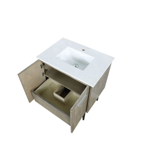 English Elm Rustic Acacia Wood Bath Vanity With White Quartz Top – Modern Design, Durable, Space-Saving Storage B2731P259598-GIGA