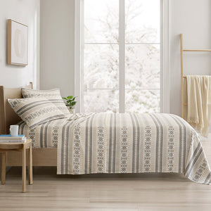 JLA Home True North by Sleep Philosophy - Printed Cotton Flannel Sheet Set – Ultra-Soft Brushed Warmth, OEKO-TEX Certified, Durable Comfort Gray/Taupe Nordic TN20-0519