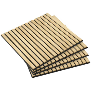 English Elm HOMCOM 3D Faux Wood Wall Panels 24" x24" Sound Absorbing Slat Panels for Home Office & Ceiling Decor Oak W2225P229714