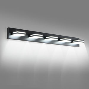 English Elm Modern Black Led Vanity Light - 5-Light Wall Sconce For Bathroom, Sleek Design, Energy-Saving Illumination W2312P374915