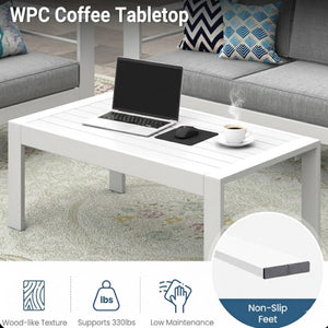 English Elm 4-piece Outdoor Aluminum Conversation Set with Deep Lounge Seating and Wpc Coffee Table Grey+White B082S00084
