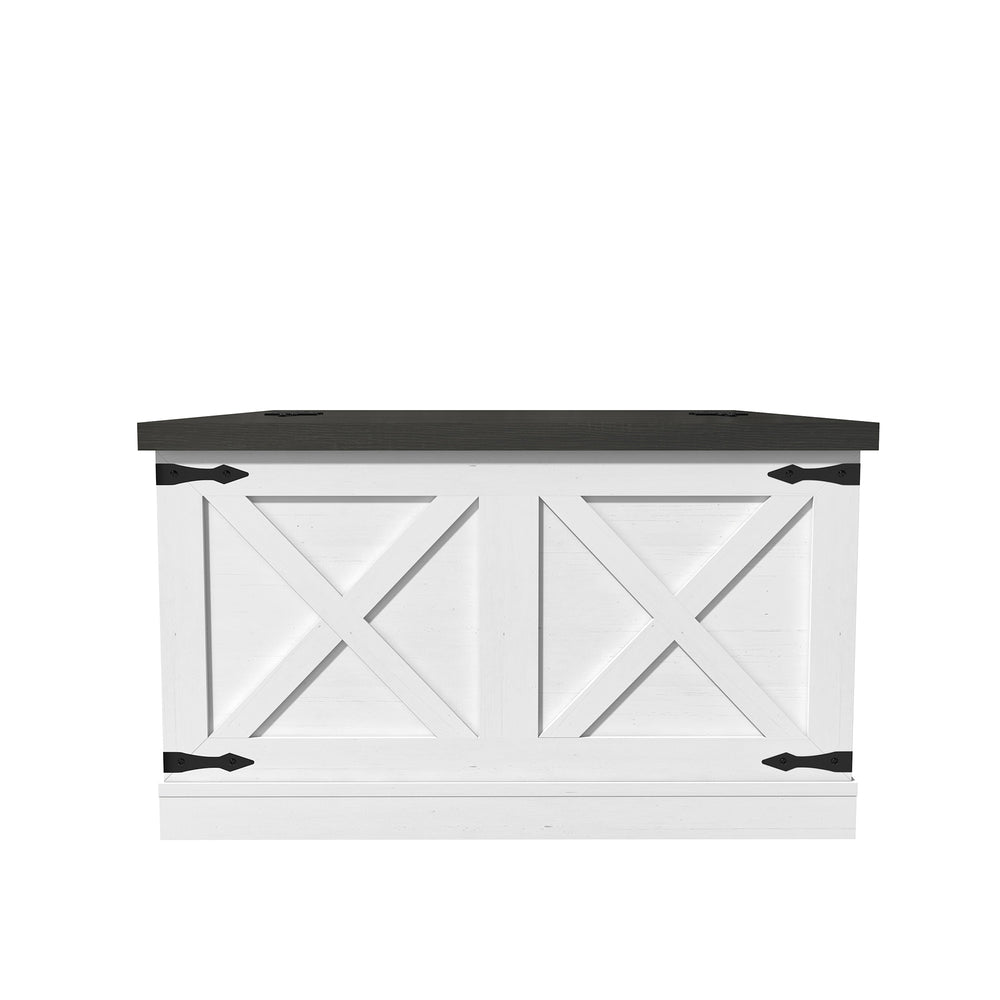 English Elm Farmhouse Square Coffee Table with Dual Lift Tops & Large Hidden Storage, Rustic White Farmhouse Charm T3609P332412