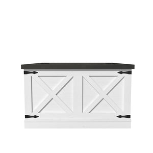 English Elm Farmhouse Square Coffee Table with Dual Lift Tops & Large Hidden Storage, Rustic White Farmhouse Charm T3609P332412