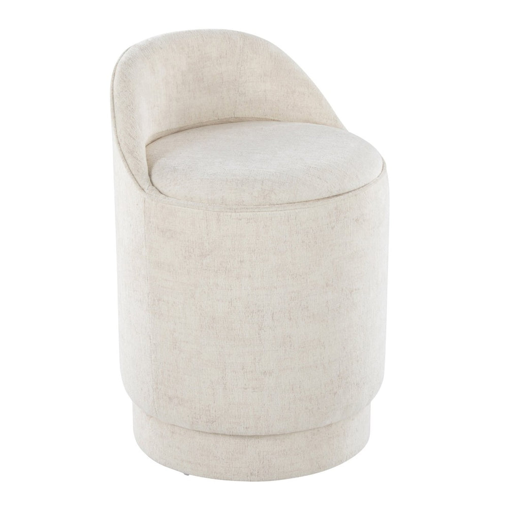 English Elm 18" Tufted Velvet Vanity Stool with 360 Swivel Base and Hidden Storage Compartment Cream B202P471494
