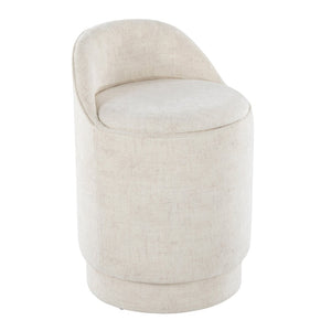 English Elm 18" Tufted Velvet Vanity Stool with 360 Swivel Base and Hidden Storage Compartment Cream B202P471494