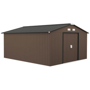 English Elm Durable Galvanized Steel Outdoor Storage Shed with Lockable Doors and Weather Resistance T3971S00225