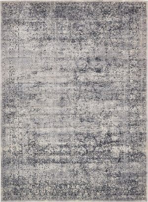 Unique Loom Chateau Jefferson Machine Made Border Rug Blue Gray, Beige/Gray 9' 0" x 12' 2"