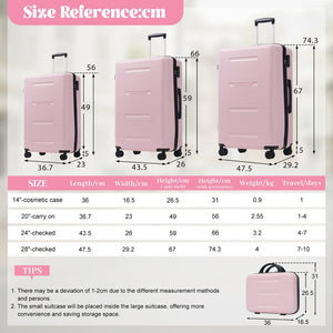 English Elm 6 Piece Hardshell Abs Travel Set with Spinner Wheels Combination Lock and Toiletry Bag Pink N732P391465H