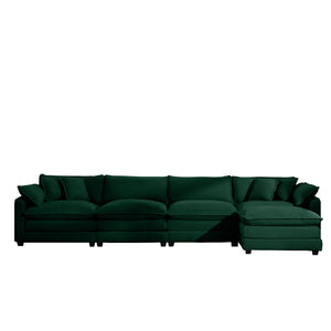 English Elm Corduroy 4-Seater Sofa With Footstool - Stylish Upholstered Comfort For Living Rooms & Offices W714S00821