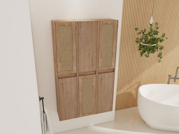 English Elm 36" Bathroom Side Cabinet - Wall-Mounted Floating Design With Soft-Close Doors & Versatile Storage W999S00341