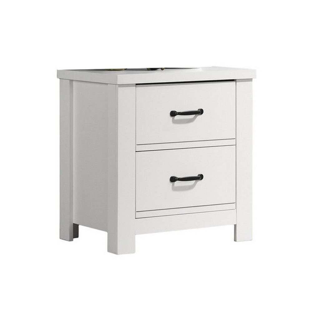 English Elm Jermy Two Drawer Nightstand White Mdf Build with Bold Black Hardware Bedroom Storage B056P416840