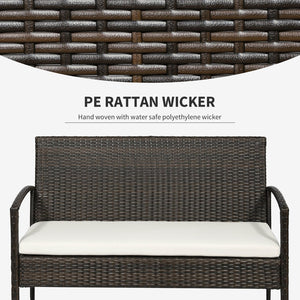 English Elm Loveseat Outdoor 4 Piece Pe Wicker Conversation Set with Tempered Glass Table T3971P385797