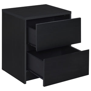 English Elm Geary Black 2-Drawer Nightstand with LED Light, Dual Outlet USB-A & USB-C Charging, Compact Wood- Grain B062P375557