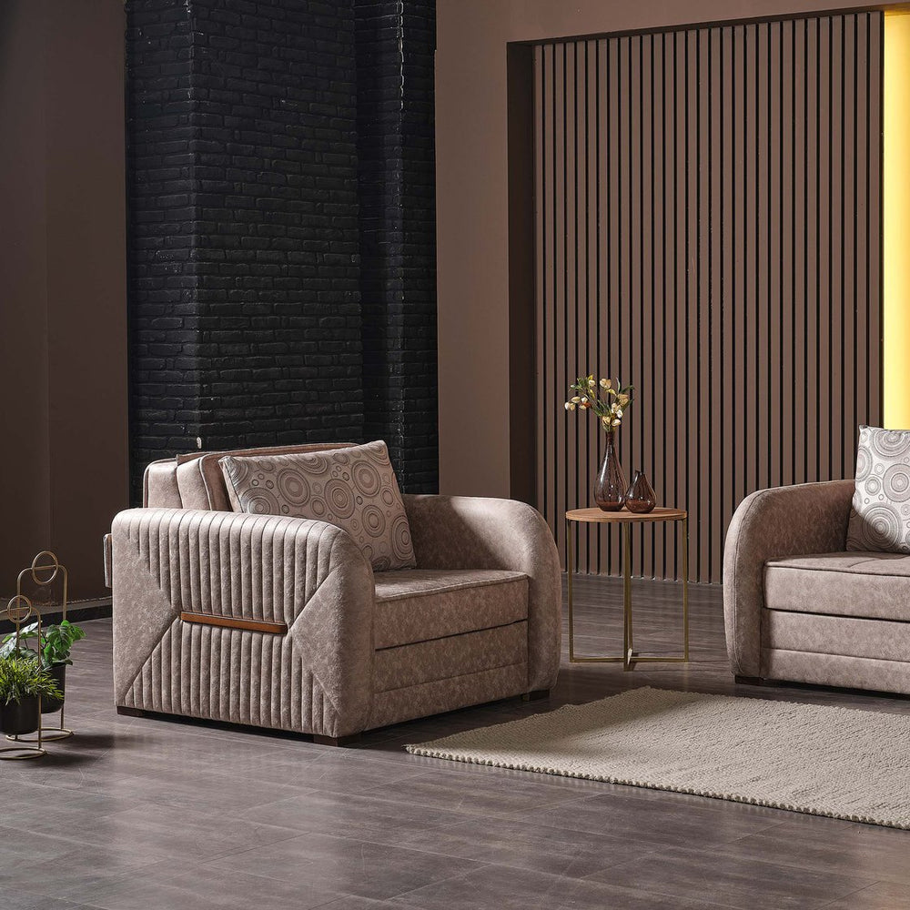 English Elm PrimeNest Flyte Collection Upholstered Convertible Armchair with Storage, Microsuede Comfort Sleeper Beige B030P286244