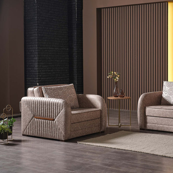 English Elm PrimeNest Flyte Collection Upholstered Convertible Armchair with Storage, Microsuede Comfort Sleeper Beige B030P286244