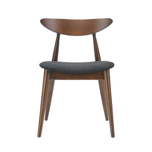 English Elm 5-piece Mid-century Rubberwood Dining Set with Upholstered Chairs for Small Spaces Charcoal,Walnut N759S003011F