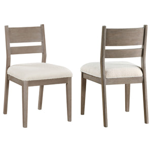 English Elm Medders Grey Wood Dining Side Chair Set of 2 — Coastal Farmhouse Acacia Veneer, Cream Upholstered Seats, Durable Comfort (35.75"H) B062P299787
