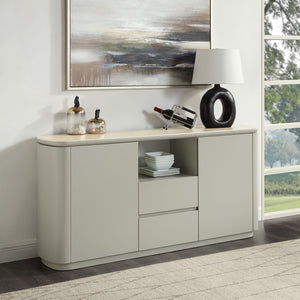 English Elm Ingram Ceramic Top Light Gray Server with Spacious Storage, Self-Close Drawers & Elegant Durable Finish B2726P246621