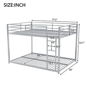 English Elm Full Over Low Profile Steel Bunk Bed with Guardrail and Integrated Ladder MF285536AAN