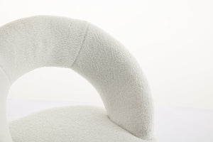 English Elm 061-Set Of 1 Cozy Teddy Fabric Dining Chair With Curved Backrest & Chic Gold Legs For Modern Spaces W527P255479