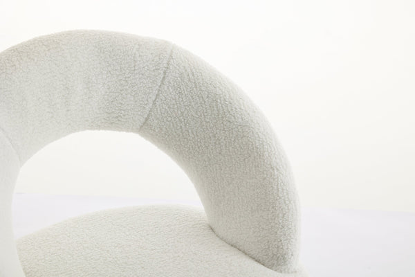 English Elm 061-Set Of 1 Cozy Teddy Fabric Dining Chair With Curved Backrest & Chic Gold Legs For Modern Spaces W527P255479