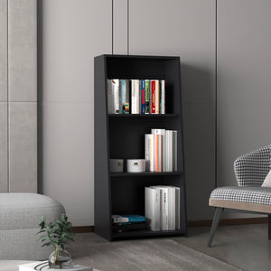 English Elm Note 47" Ladder Bookcase Tall Three-Tier Space-Saving Modern Shelf Unit for Small Spaces and Offices Black 17.5 L x 42 W x 9 H B200P253719