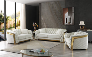 English Elm Lexi Plush Velvet Sofa with Button Tufting and Diamond Quilted Exterior, Welted Cushions & Throw Pillows Ivory 35 L x 30 W x 91 H B078P301021