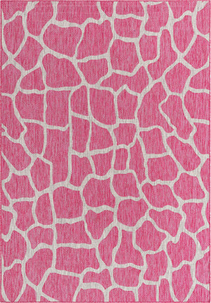 Unique Loom Outdoor Safari Giraffe Machine Made Animal Print Rug Magenta, Ivory 7' 1" x 10' 0"