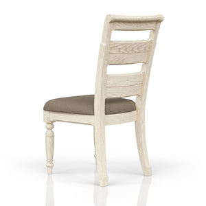 English Elm Ladder Solid Wood Counter Stool with Upholstered Seat, Ladder-Back Comfort and Turned Legs, Warm Finish White 41 L x 20 W x 13.5 H B2699P355856