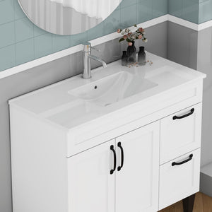 English Elm 36-inch Ceramic Drop-in Bathroom Sink for Vanities with Glazed Minimalist Profile W3151P360953