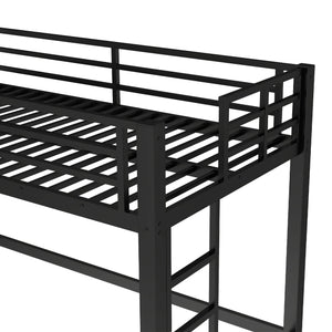 English Elm Twin Metal Loft Bed Twin XL Black - Sturdy Minimalist Bunk with Ladder, Guardrails & Underbed Storage Space W1580P370677