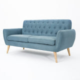 Christopher Knight Home® - Noble House - Bernice Petite Mid Century Modern Tufted Blue Fabric Sofa