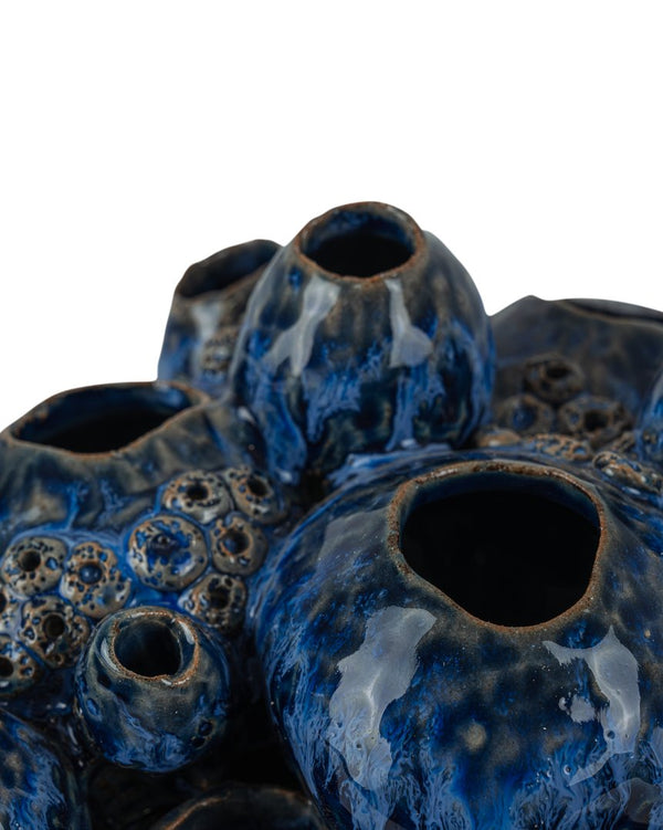 Currey & Company Sulawasi Blue Shells - Unique Dark Clay Barnacle Sculpture With Ocean-inspired Deep Blue Glaze Blue Ceramic 1200-1046-currey-company