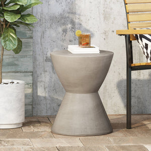 English Elm Christopher Knight Home® - Outdoor Mgo Side Table - Stylish Light Grey Hourglass Design For Your Patio Or Balcony Decor N773P351014G
