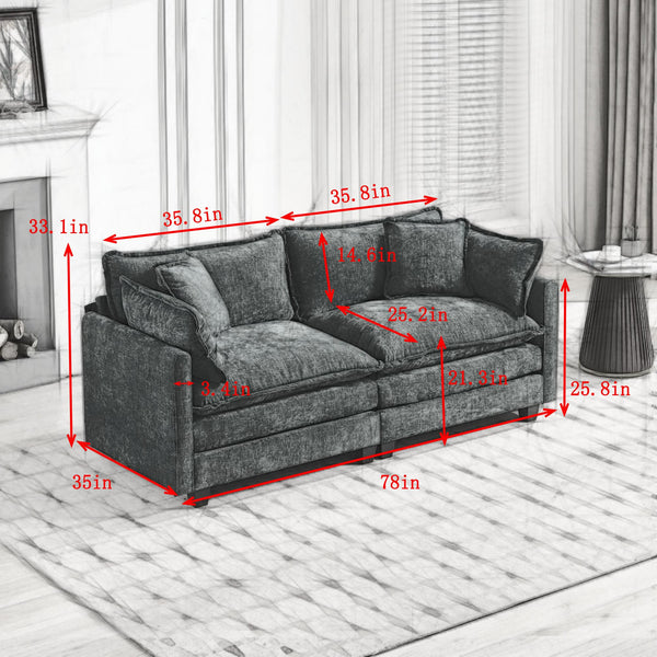 English Elm Cloud Sofa Loveseat – Modular Modern Loveseat With Plush Chenille Fabric For Living Room Comfort W1143S00050