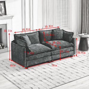 English Elm Cloud Loveseat Modern Sectional with Chenille Upholstery for a Cozy Living Space Gray W1143S00058