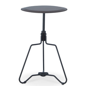 English Elm Espresso Round Adjustable Height End Table with Tripod Metal Base, Open Storage Shelf, Versatile Decor Accent (Espresso & Sandy Black) B062P209112