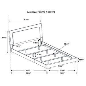 English Elm Strick White High Gloss Panel Eastern King Bed with LED Lighting, Slatted Headboard, Modern Flair B062S00659