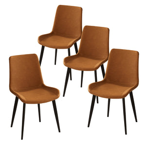 English Elm Dining Chairs 4Pcs Set - Modern Faux Leather Upholstered Kitchen Seating With Sturdy Metal Legs W3316P349316
