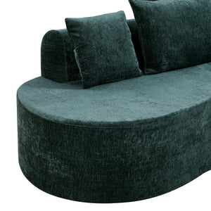 English Elm 138.6" Curved Modular Sectional Sofa Low Profile High Density Foam Living Room Lounge Dark Green N767P366006D