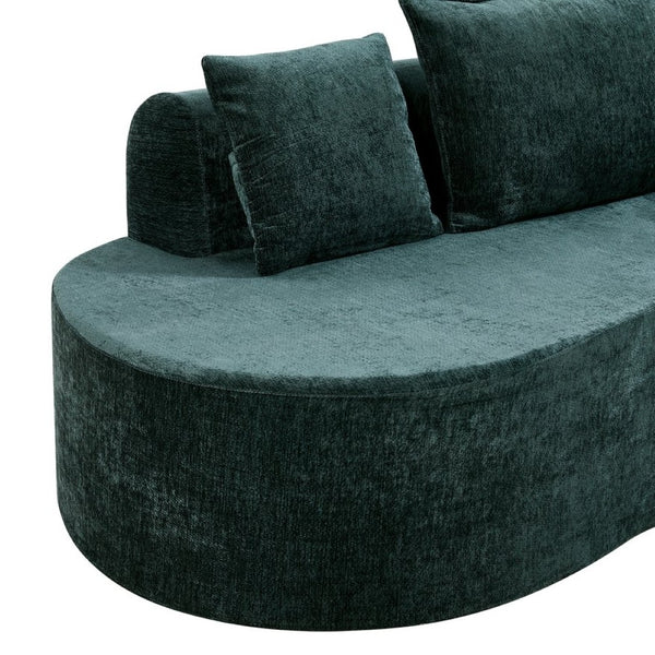 English Elm 138.6" Curved Modular Sectional Sofa Low Profile High Density Foam Living Room Lounge Dark Green N767P366006D