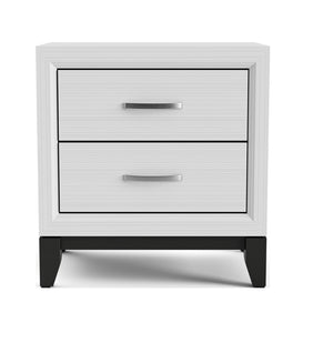 English Elm Contemporary Glam Nightstand Glossy White Lacquer Chrome Legs Dovetail Drawer Bedroom White B2741P435309